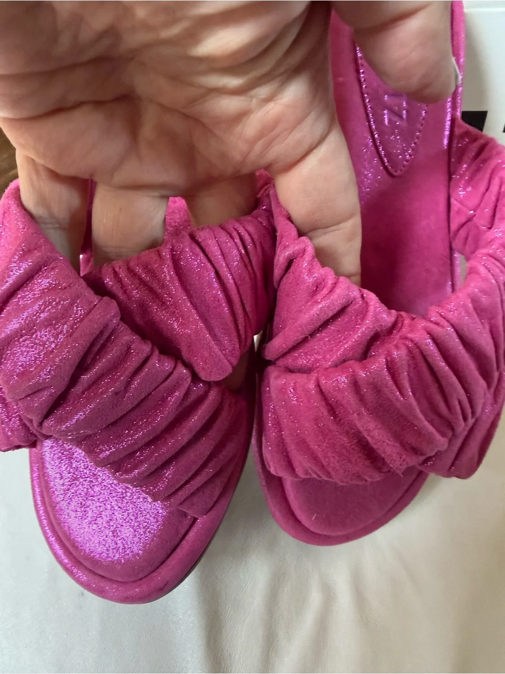 SCHUTZ Pink Fuchsia Ruched Slide Sandals
